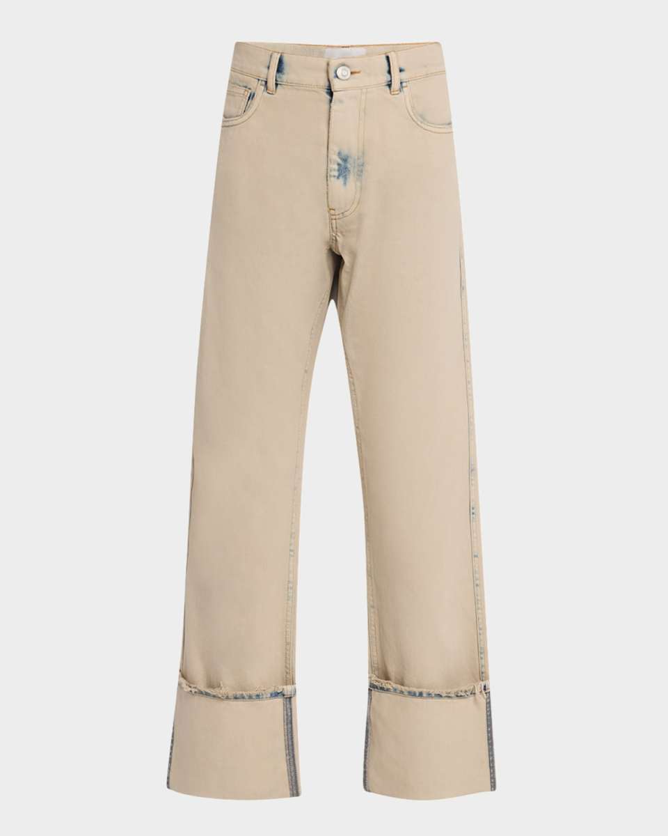 Boyfriend Denim Straight-Leg Crop Pants